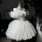 New Homecoming Dress Off the Shoulder Tulle Sequins Bead Flower Applique Pearl Rinestone Ball Gown Back to School Outfits Party Dress Birthday Dress Wedding Dress D7549