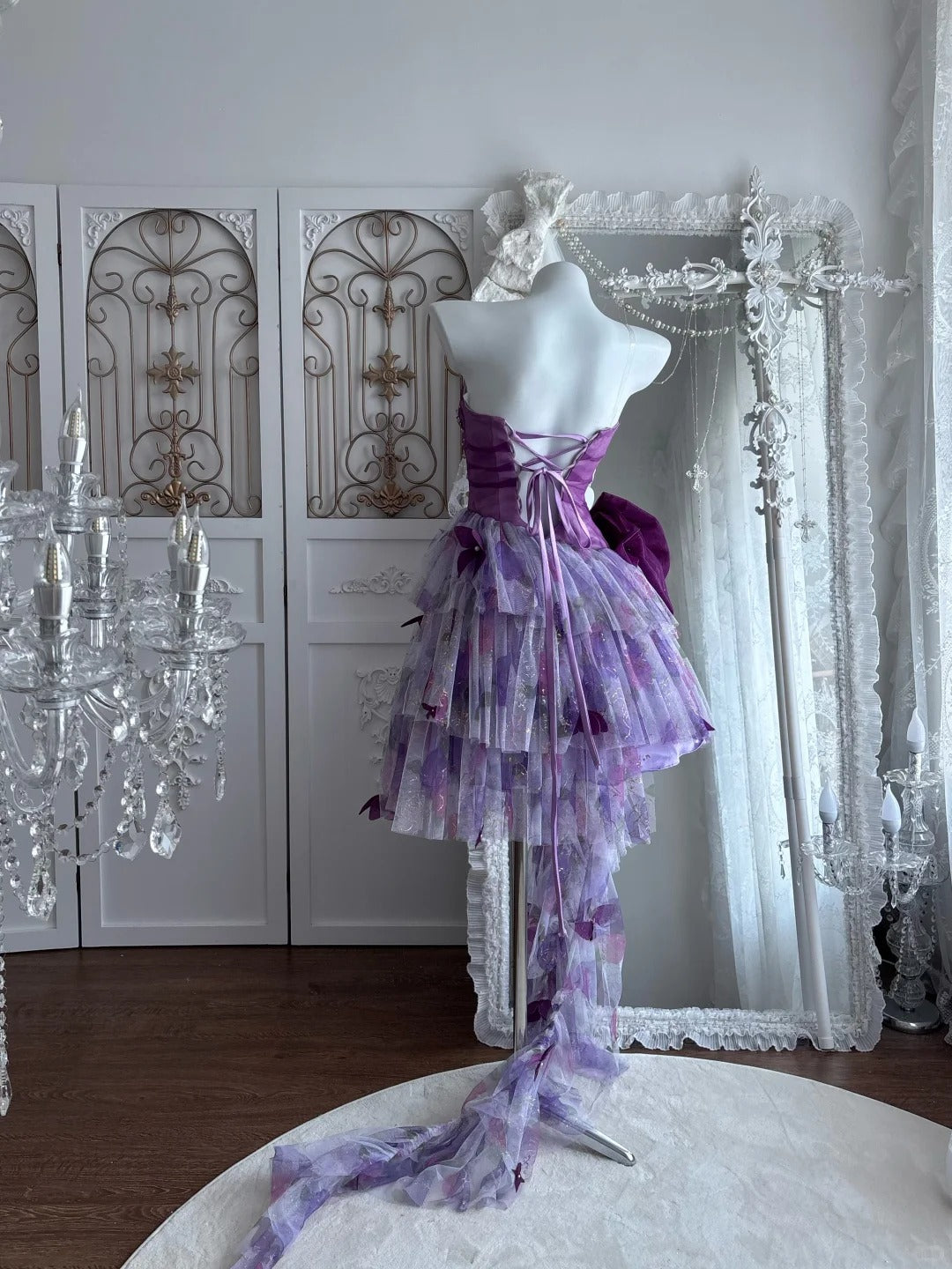 Elegant Homecoming Dress Strapless Lace Bowknot Rinestone Prom Dress Back to School Outfits Party Dress  D6120