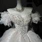 New Homecoming Dress Off the Shoulder Tulle Sequins Bead Flower Applique Pearl Rinestone Ball Gown Back to School Outfits Party Dress Birthday Dress Wedding Dress D7549
