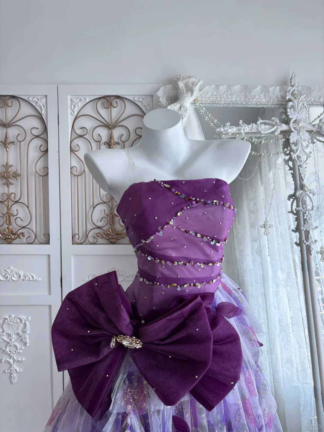 Elegant Homecoming Dress Strapless Lace Bowknot Rinestone Prom Dress Back to School Outfits Party Dress  D6120