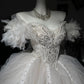 New Homecoming Dress Off the Shoulder Tulle Sequins Bead Flower Applique Pearl Rinestone Ball Gown Back to School Outfits Party Dress Birthday Dress Wedding Dress D7549