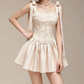 Charming Homecoming Dress Spaghetti Strap Pleated Bowknot Back to School Outfits Party Dress  D7383