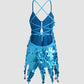 Stunning Homecoming Dress Halter Sequins Hugging Back to School Outfits Party Dress D7940