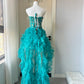 New Homecoming Dress Sweetheart Rinestone Cascade Hi-Lo Back to School Outfits Party Dress  D6485