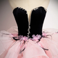 Pink Tulle and Black Velvet Strapless Party Gown Ruffles Formal Evening Dress MD7188