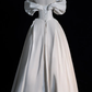 Stunning White Off Shoulder A-Line Satin Wedding Dress Birthday Gown MD7605