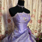 Lilac Strapless A-Line Beading Chiffon Long Prom Dresses Vintage Ball Gowns, D1055