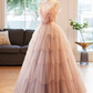 Stunning Pink Spaghetti Straps A-Line Long Prom Dress Evening Gown MD7333