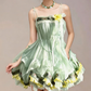 Charming Homecoming Dress Spaghetti Strap Flower Bowknot Pearl Flouncing Cascade Back to School Outfits Party Dress  D7375