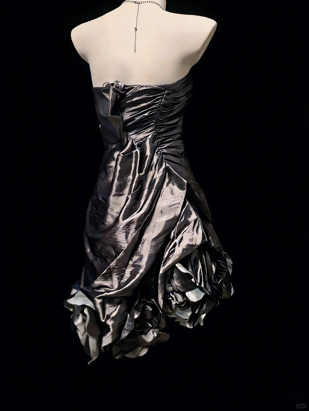Elegant Homecoming Dress Strapless Pleated Flower Back to School Outfits Party Dress  D6446