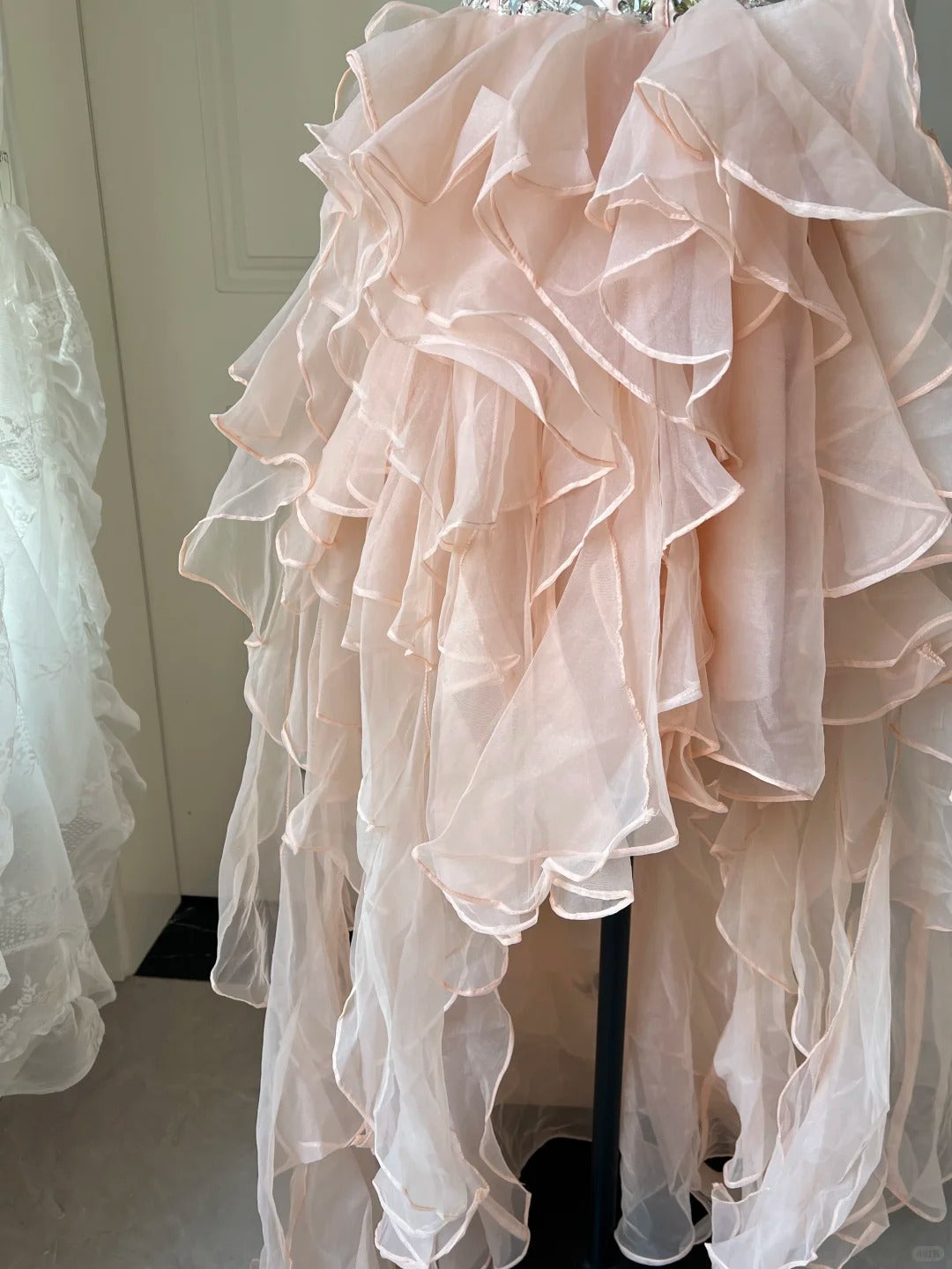 New Homecoming Dress Sweetheart Tulle Cascade Rinestone Hi-Lo Back to School Outfits Party Dress  D6475