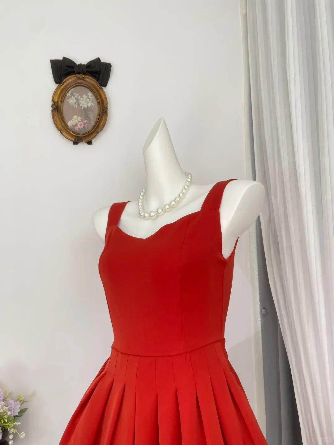 New Homecoming Dress V Neck Pleated Back to School Outfits Party Dress D6948