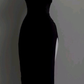 Black Halter Sheath Elegant Long Evening Party Dress with Split MD7385
