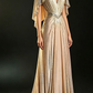 Champagne Gold A-Line Beading Elegant Long Formal Prom Dress Evening Gown, D830