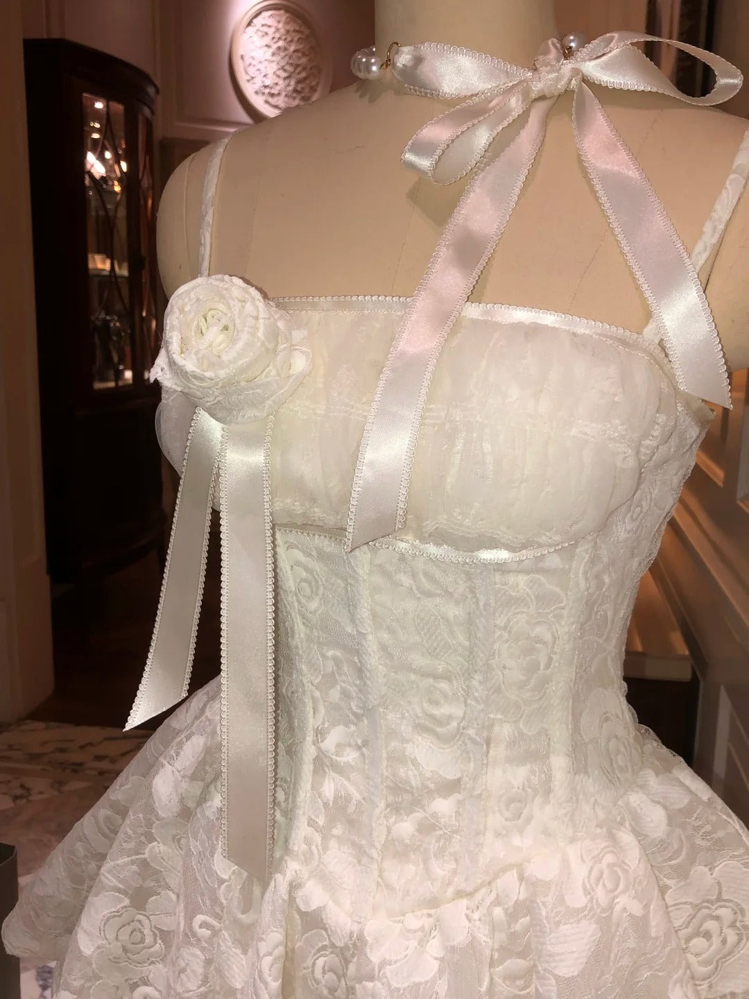 New Homecoming Dress Spaghetti Strap Flower Lace Dress Back to School Outfits Party Dress  D6399