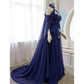 Purple Sweetheart A-Line Chiffon Long Party Dress Vintage Evening Dress, D784