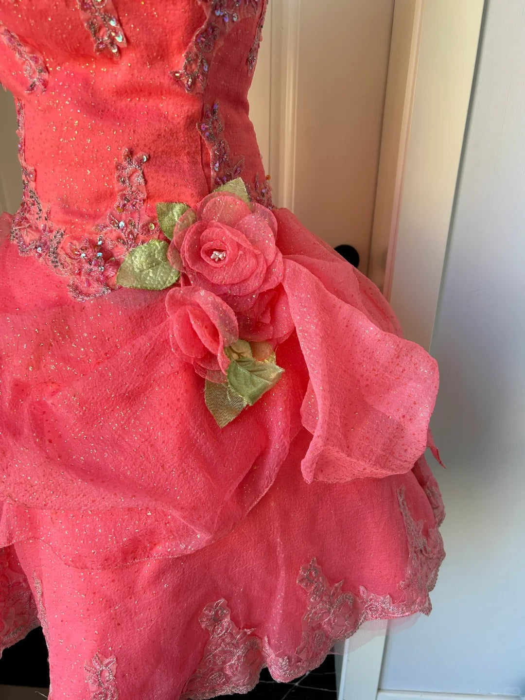 Stunning Homecoming Dress Strapless Apllique Cascade Flower Back to School Outfits Party Dress  D6482