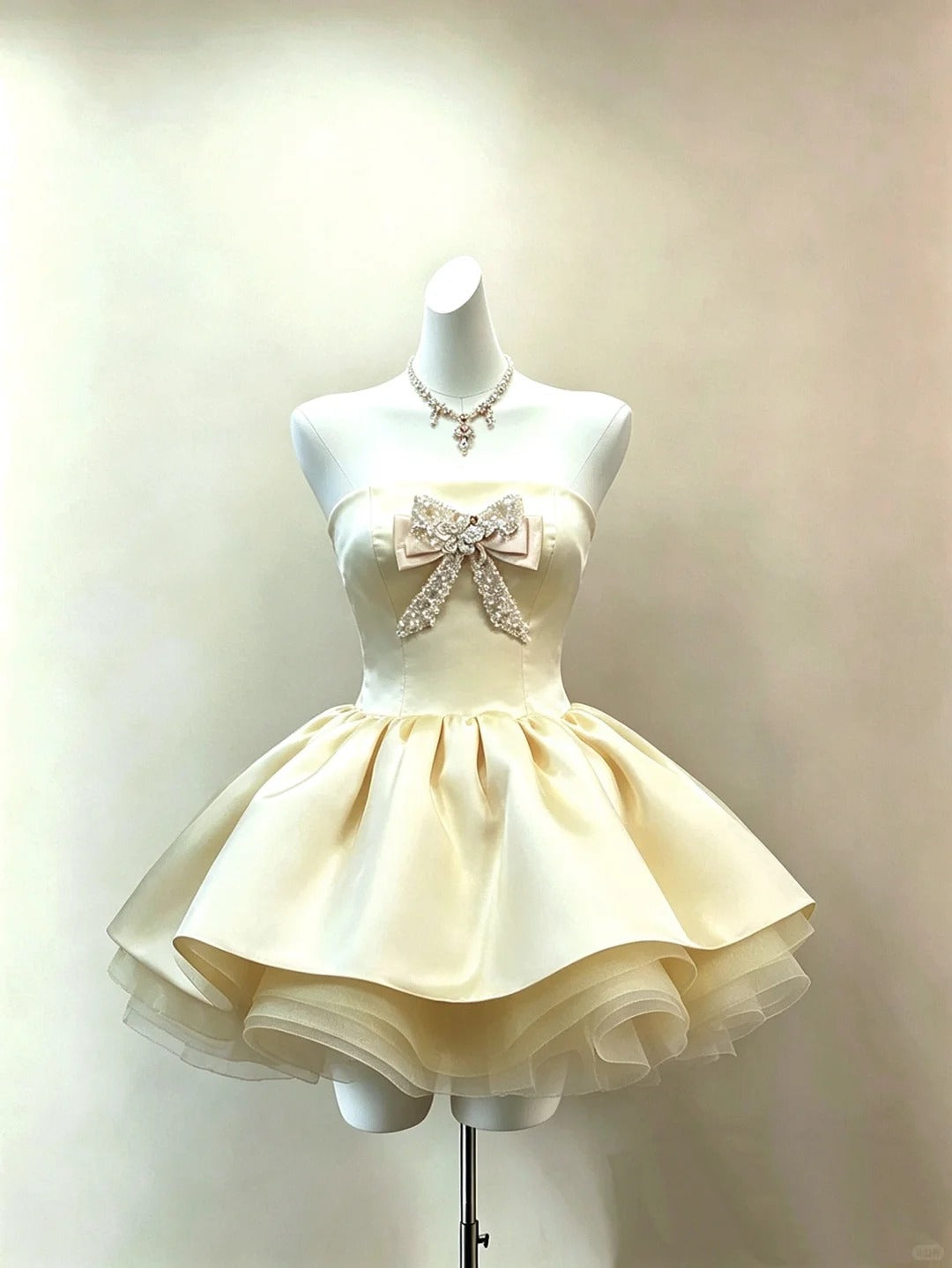 New Homecoming Dress Strapless Tulle Cascade Bowknot Back to School Outfits Party Dress Birthday Dress D7538