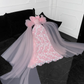 Vintage Pink Applique Bow Design A-Line Prom Dress Evening Dress D1688