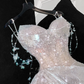 Gorgeous Sparkling Champagne Sequin Sweetheart Mermaid Elegant Chiffon Evening Dress Prom Dresses D1627