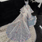 Chic Spaghetti Strap Embroidery Sequins Hugging Mermaid Flower Rinestone Long Party Dress Prom Gown Evening Dress D7490
