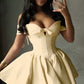Charming Homecoming Dress Off the Shoulder Pleated Tulle Bowknot Back to School Outfits Party Dress  D7325