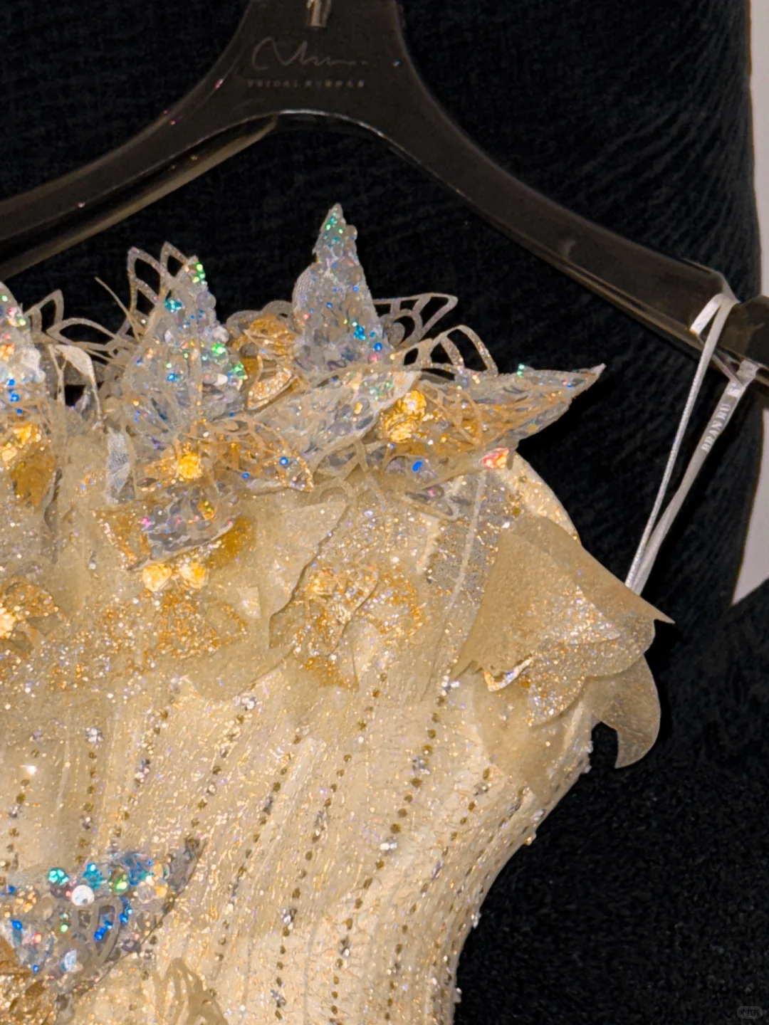 Gorgeous Shiny Yellow Sequin Beaded 3D Butterflies A-Line Floor-length Evening Dress Prom Dresses D1665