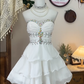 Vintage Sweetheart Beaded Design A-line Elegant Chiffon Strapless Homecoming Dress Party Dress D1648