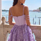 Unique Homecoming Dress Off the Shoulder Pleated Flower Bead Back to School Outfits Party Dress D7821