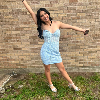 Pretty Homecoming Dress Sweetheart Applique Back to School Outfits Party Dress D6703