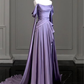 Green Off Shoulder A-Line Satin Long Formal Party Dress MD7348