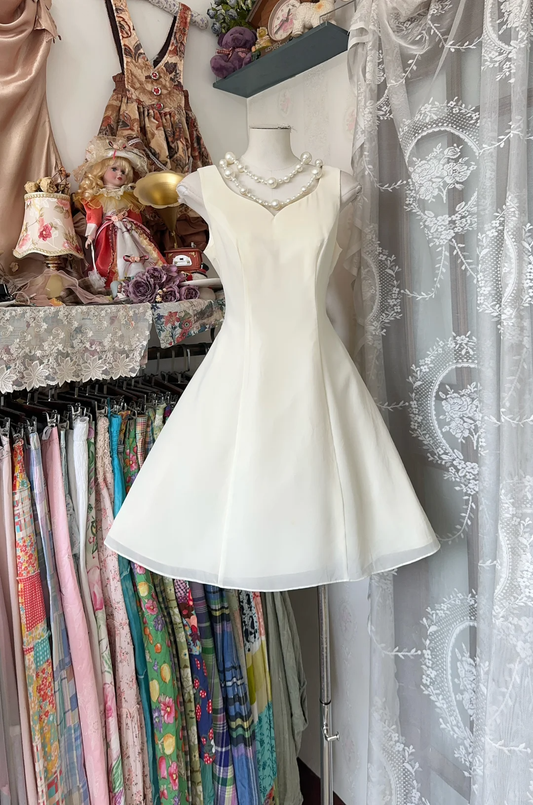 Vintage Simple Ivory Elegant A-Line Short Homecoming Dress Party Dress D1680