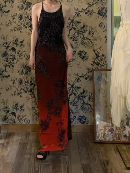 Ombre Prom Dress Crew Neck Backless Gala Dress Formal Dress Evening Dress  D4571