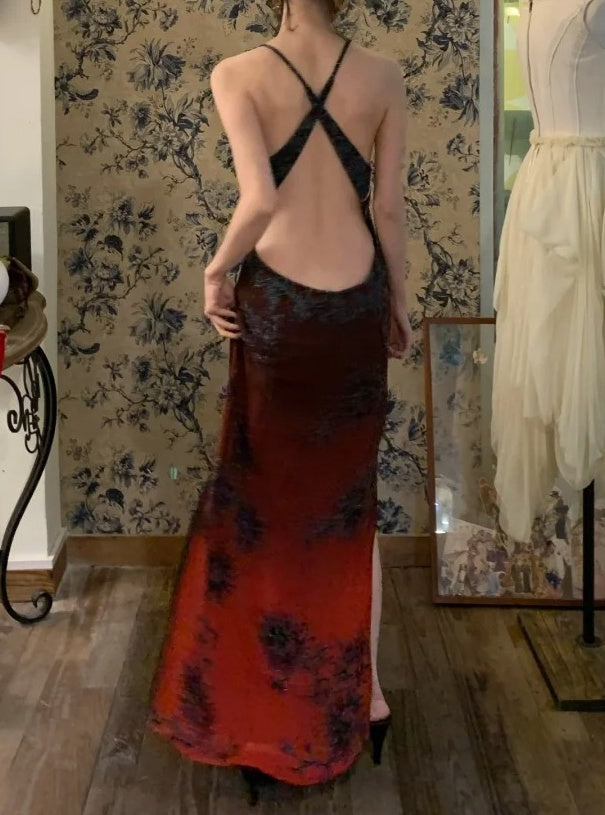 Ombre Prom Dress Crew Neck Backless Gala Dress Formal Dress Evening Dress  D4571