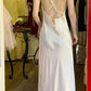 Sexy Prom Dress White Crew Neck Backless Gala Dress Birthday Party Dress Evening Dress  D4574