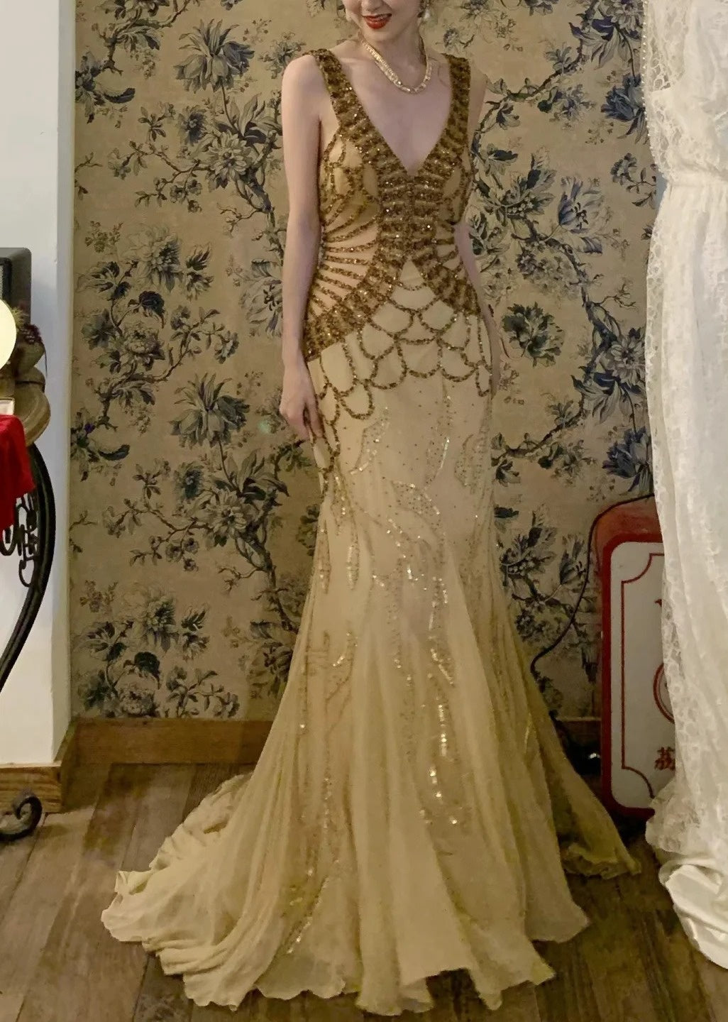 Glänzendes Ballkleid mit herzförmigem Pailletten-Meerjungfrauen-Abendkleid, Galakleid, Geburtstagspartykleid, D3415