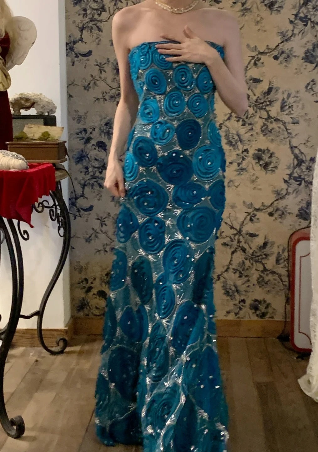 Glänzendes Ballkleid mit herzförmigem Pailletten-Meerjungfrauen-Abendkleid, Galakleid, Geburtstagspartykleid, D3415