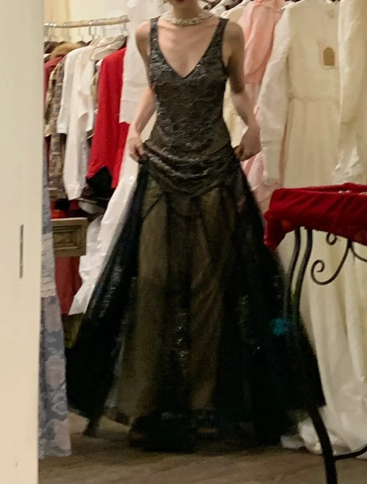 Robe de bal brillante à paillettes et col en cœur, robe de soirée sirène, robe de gala, robe de fête d'anniversaire, D3415