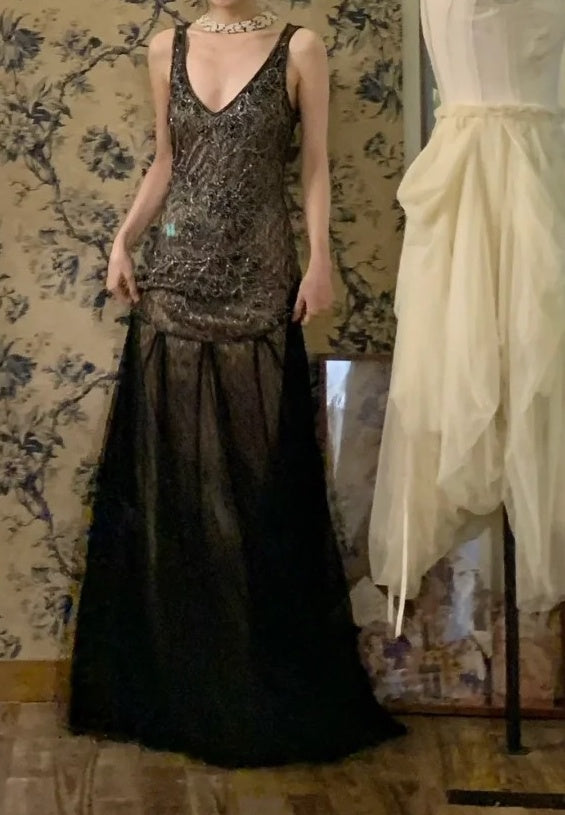 Robe de bal brillante à paillettes et col en cœur, robe de soirée sirène, robe de gala, robe de fête d'anniversaire, D3415