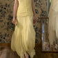 Beauty Prom Dress Light Yellow Spaghetti Straps Pleated Tulle Gala Dress Cocktail Dress Evening Dress  D4584