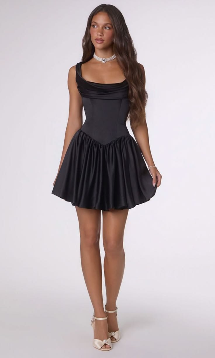 Fashionable Homecoming Dress Square Pleated A-Line Back to School Outfits Party Dress D7833