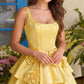 Stunning Homecoming Dress Square Flower Casacde A-Line Back to School Outfits Party Dress D7914