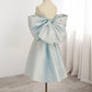 Vintage Light Blue Sweetheart Strapless Bow Design A-line Satin Party Dress Homecoming Dress D1538