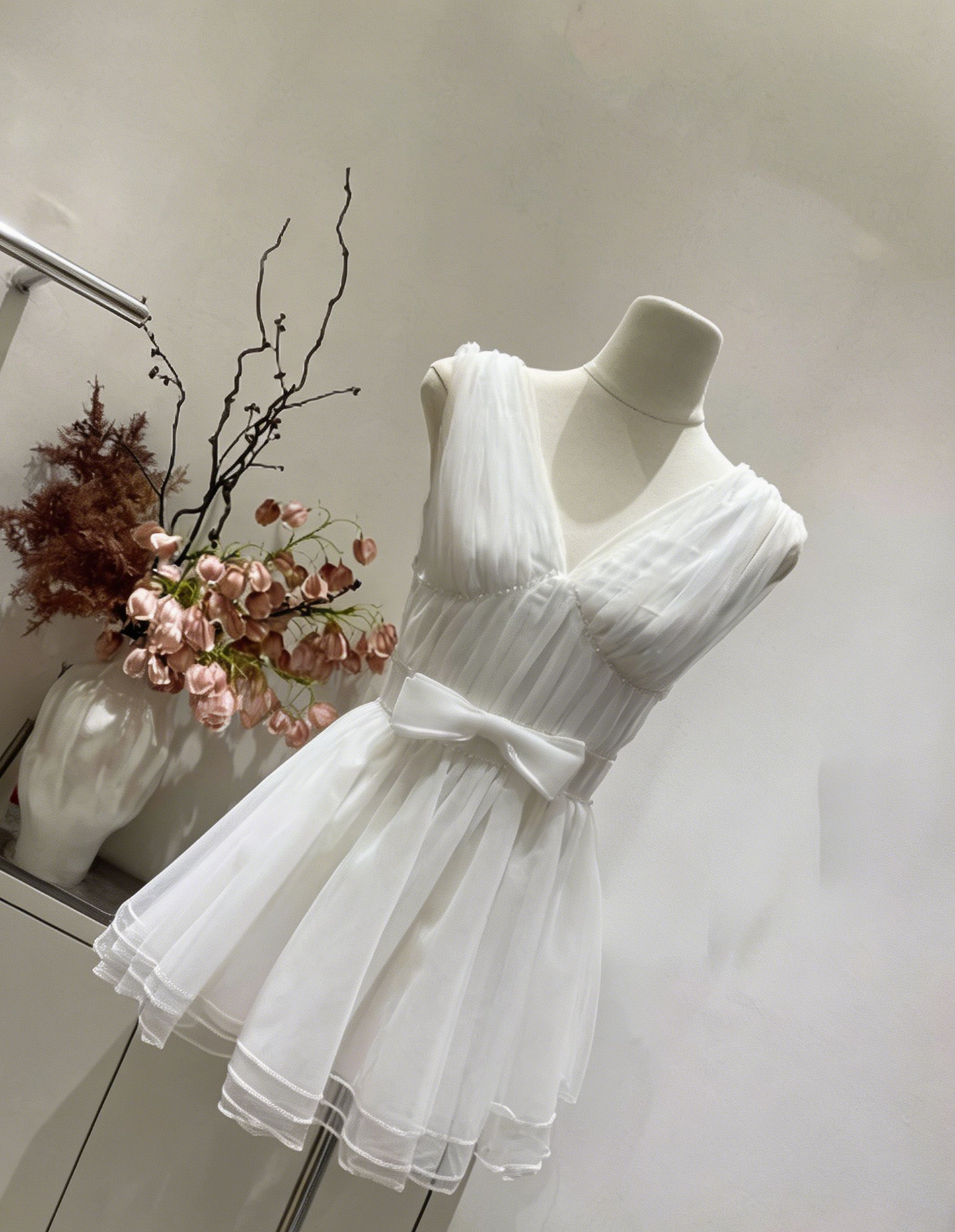 Elegant Homecoming Dress  V Neck Bowknot Back to School Outfits Party Dress  D6576