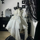 New Homecoming Dress Off the Shoulder Tull Bead Sequins Pearl Lace Hi-Lo Cascade Back to School Outfits Party Dress Birthday Dress Wedding Dress D7647