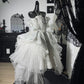 New Homecoming Dress V Neck Tull Bead Sequins Pearl Lace Hi-Lo Cascade Back to School Outfits Party Dress Birthday Dress Wedding Dress D7644