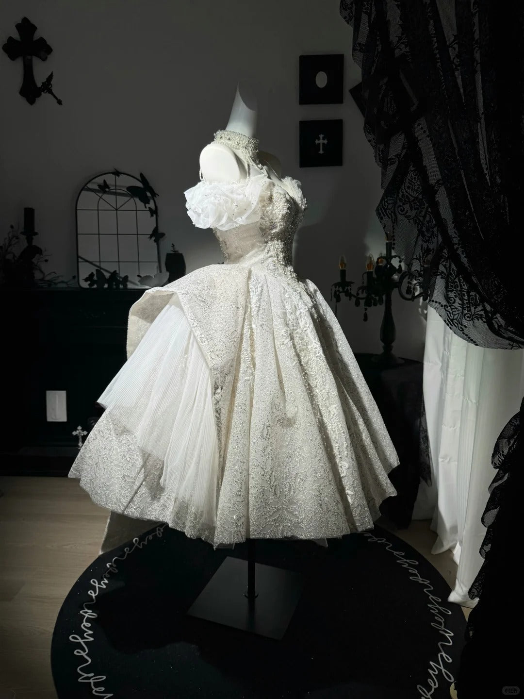 New Homecoming Dress Off the Shoulder Tulle Sequins Bead Applique Hi-Lo Pearl Rinestone Ball Gown Back to School Outfits Party Dress Birthday Dress Wedding Dress D7552