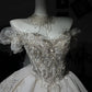 New Homecoming Dress Off the Shoulder Tulle Sequins Bead Applique Hi-Lo Pearl Rinestone Ball Gown Back to School Outfits Party Dress Birthday Dress Wedding Dress D7547