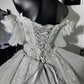 New Homecoming Dress V Neck Tull Bead Sequins Pearl Lace Hi-Lo Cascade Back to School Outfits Party Dress Birthday Dress Wedding Dress D7644