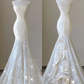 White Strapless Lace Tulle Mermaid Long Party Dress Wedding Dress MD7493